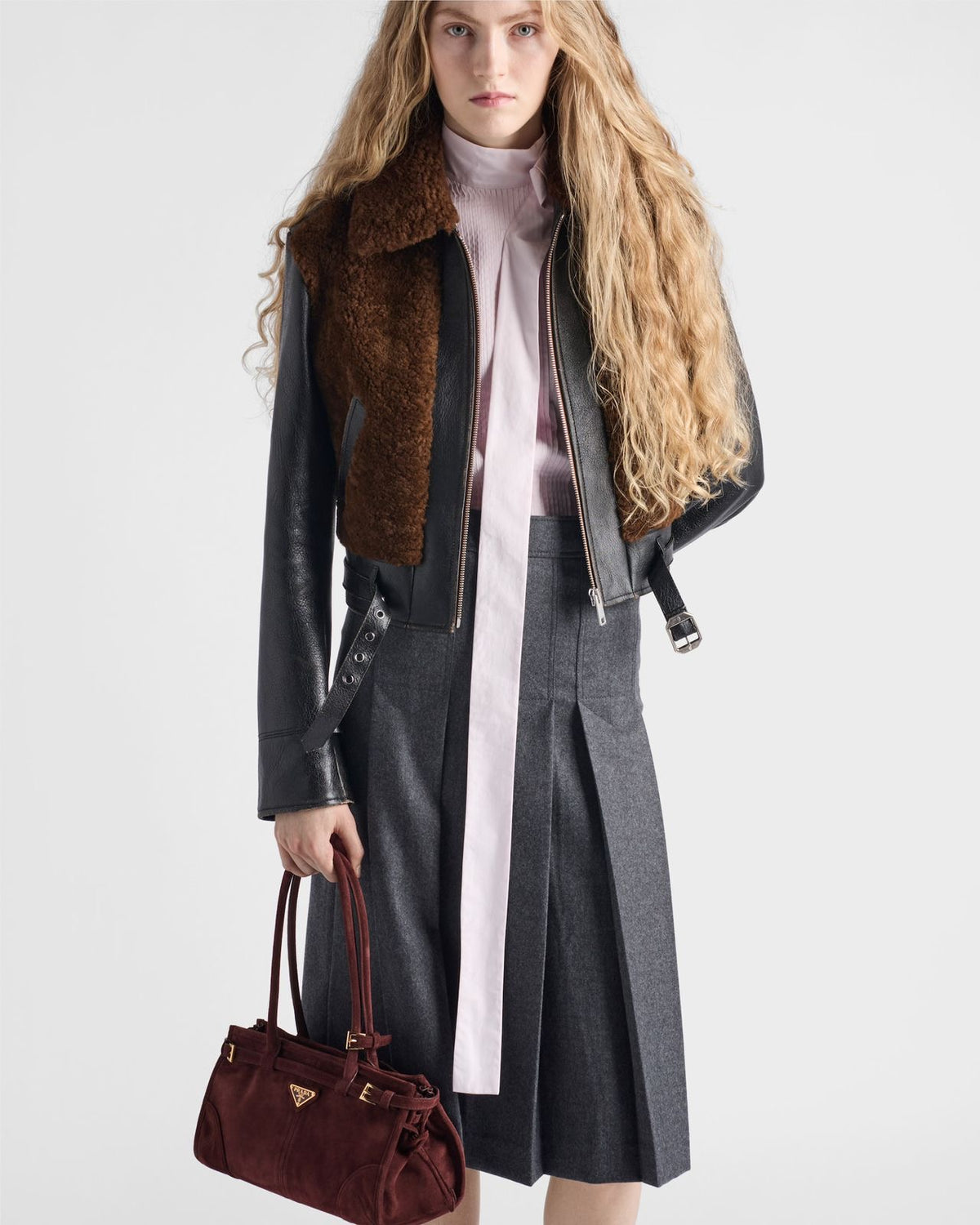 Prada-Inspired Bonnie Medium Suede Handbag