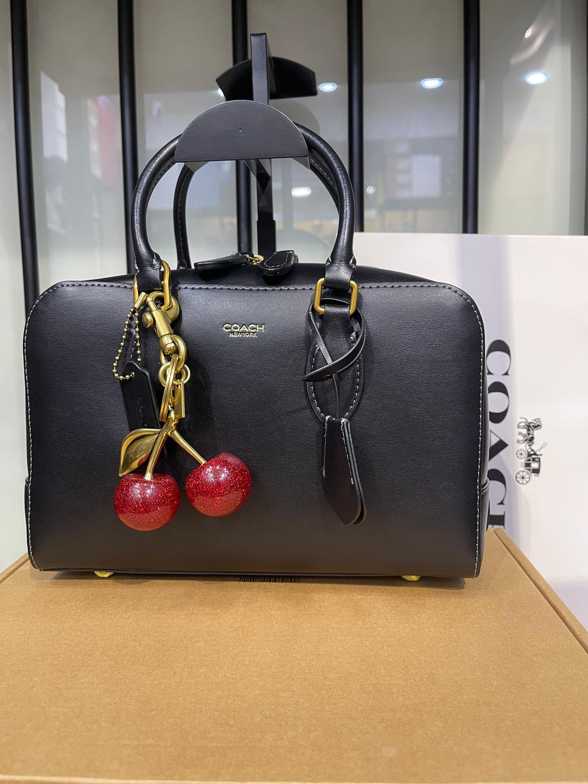 COACH Bowery Satchel 22 with Cherry Charm