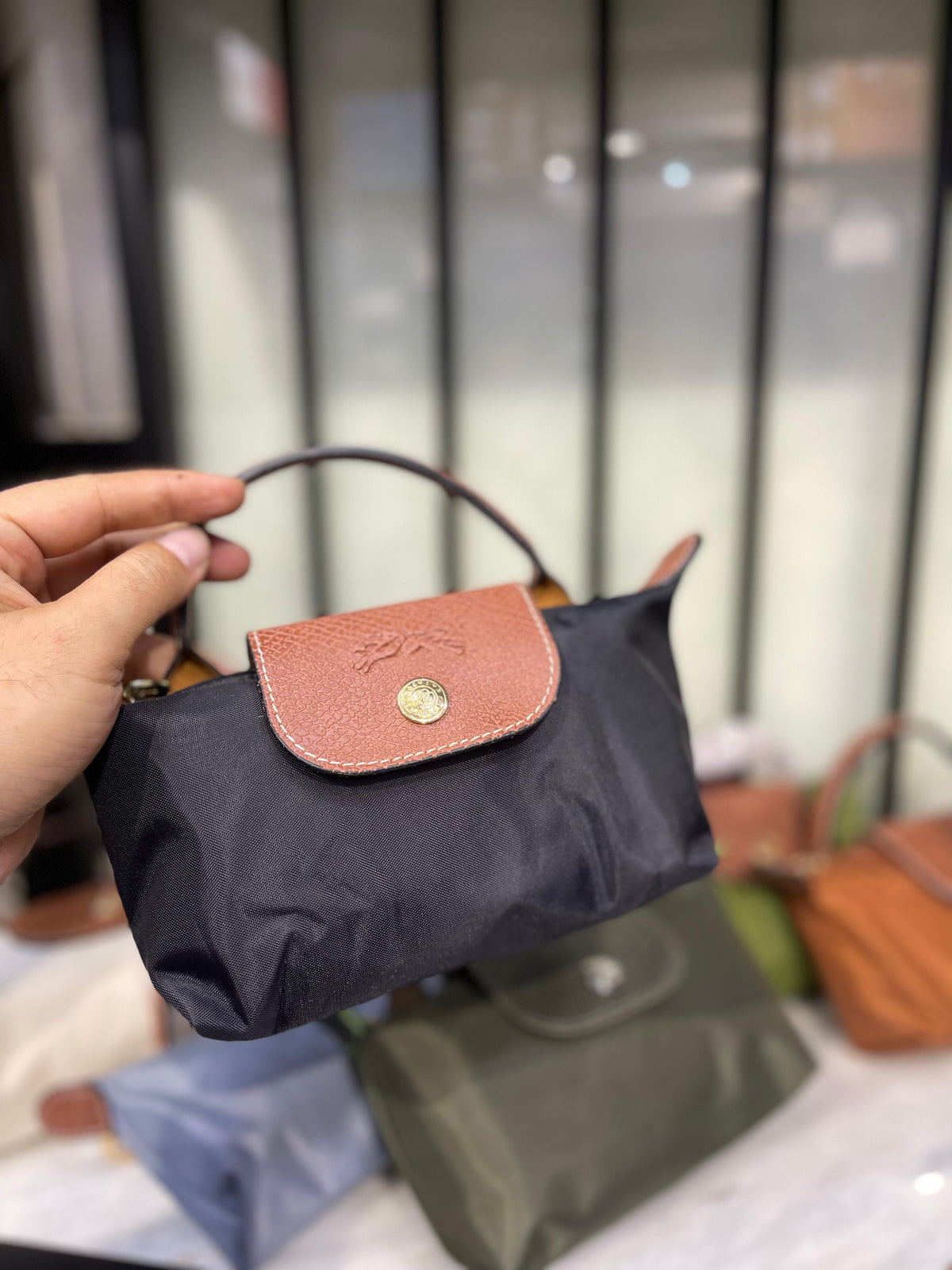 Longchamp Le Pliage Pouch with Handle & Strap