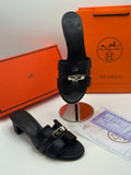 Hermès Oran–Inspired Leather Heeled Sandals – H-Cut Signature Design