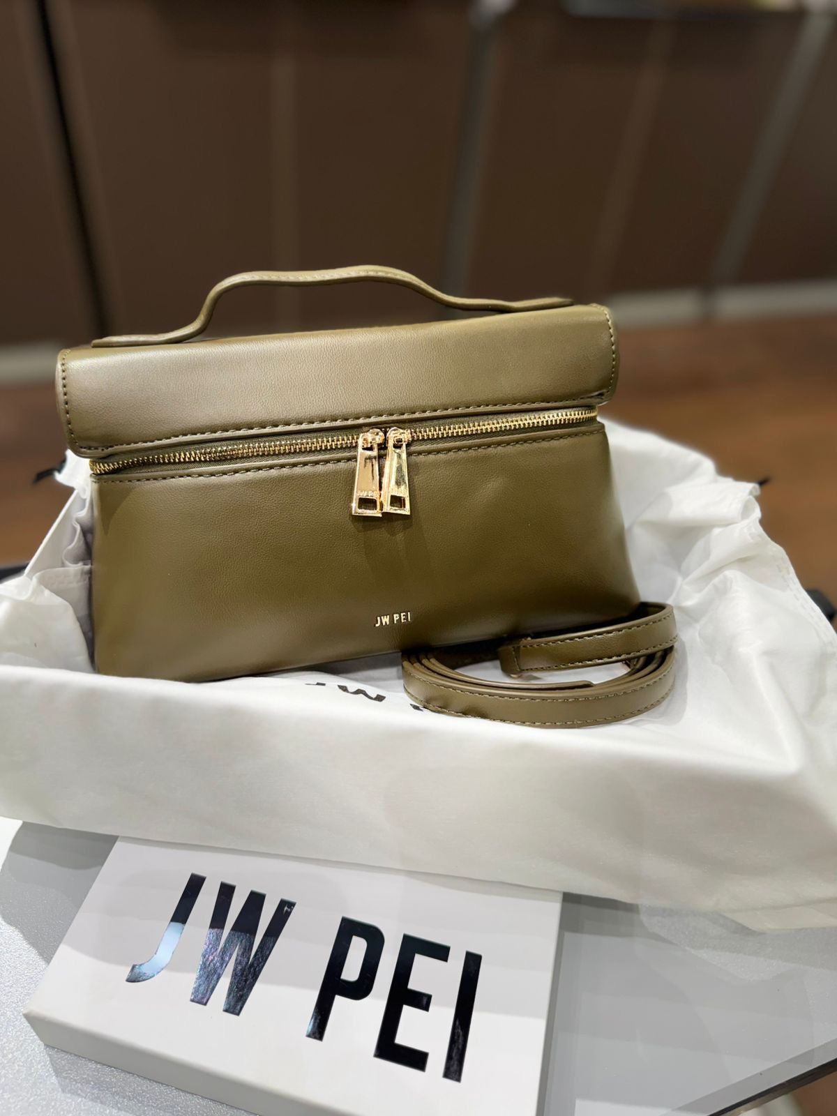 JW PEI Thea Top Handle Bag – Structured Vegan Leather Crossbody