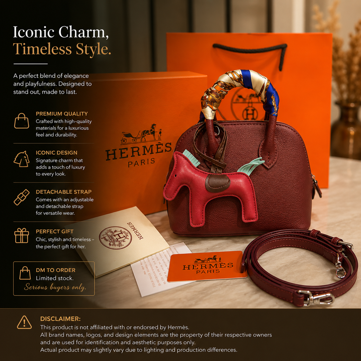 Mini Luxe Top Handle Bag with Rodeo Charm & Scarf – Gift Box Included