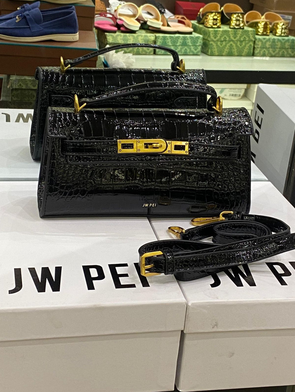 JW PEI Noor Top Handle Bag – Vegan Leather Crossbody with Gold Hardware