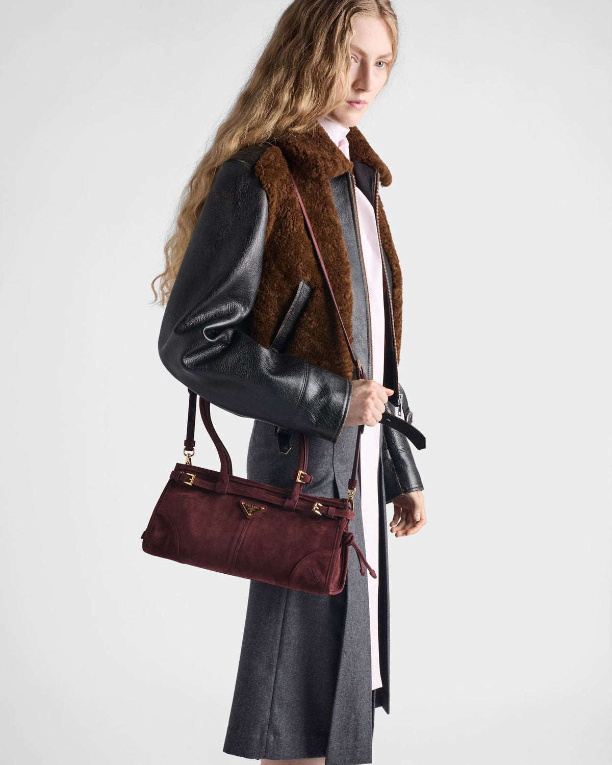 Prada-Inspired Bonnie Medium Suede Handbag