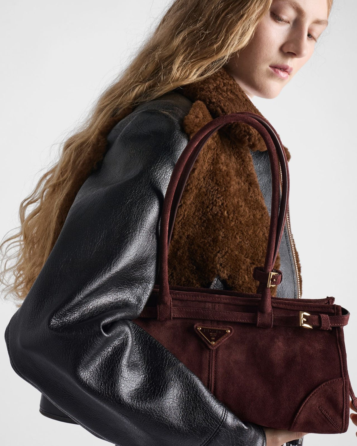 Prada-Inspired Bonnie Medium Suede Handbag