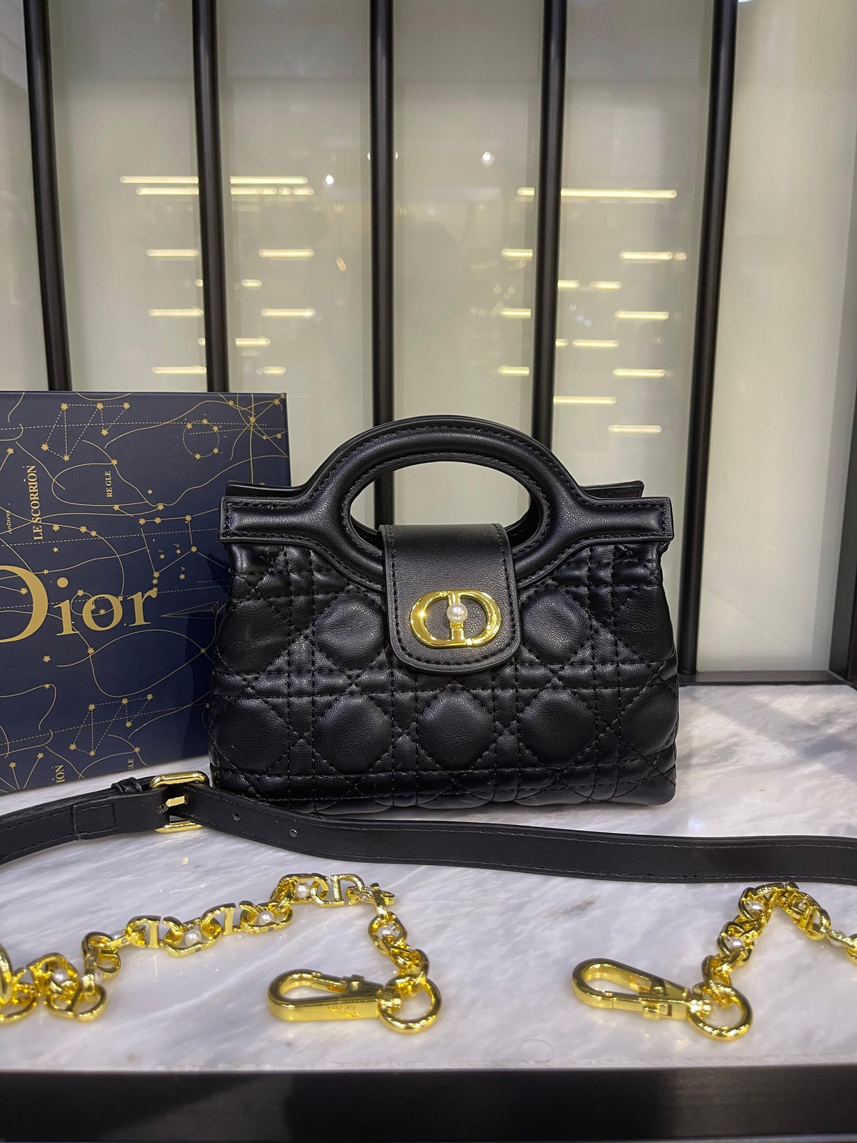 Dior Jolie Top Handle Mini Bag – Elegant Pearl Detail