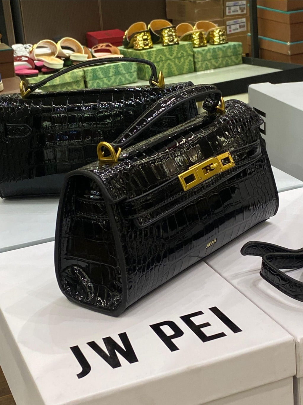 JW PEI Noor Top Handle Bag – Vegan Leather Crossbody with Gold Hardware