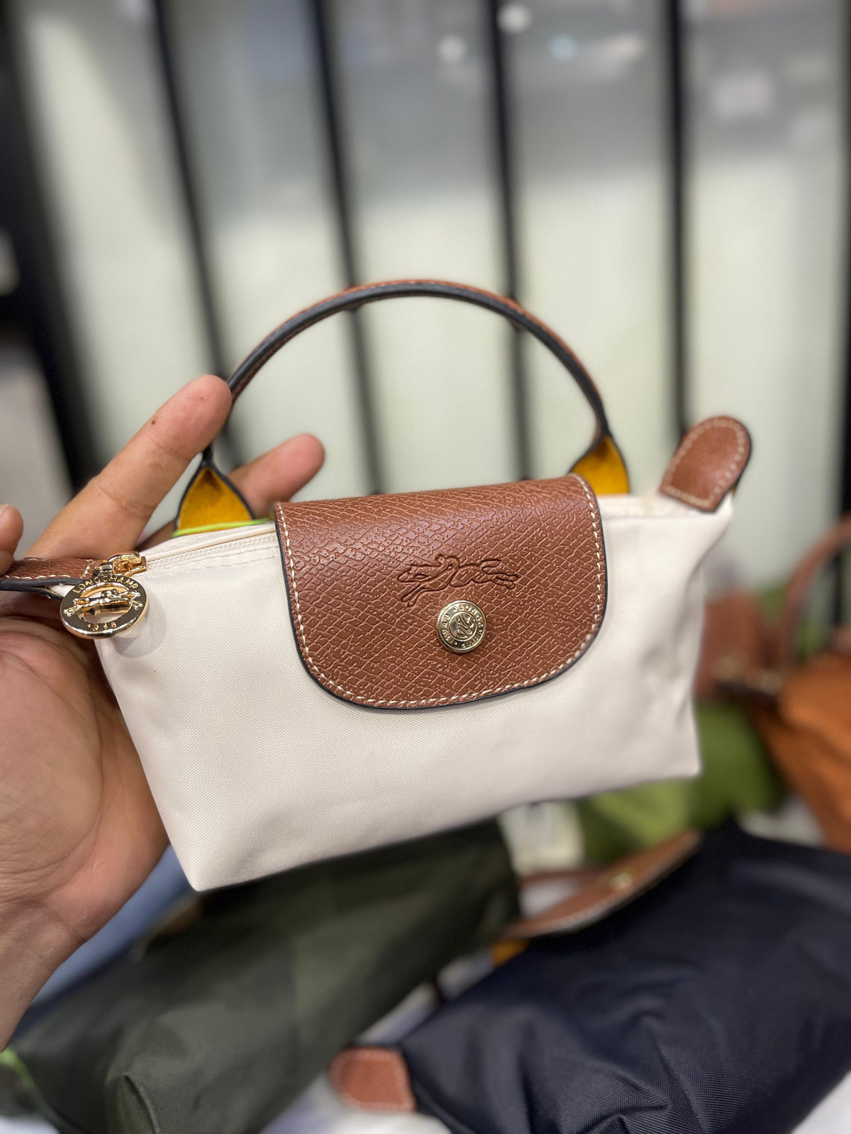 Longchamp Le Pliage Pouch with Handle & Strap