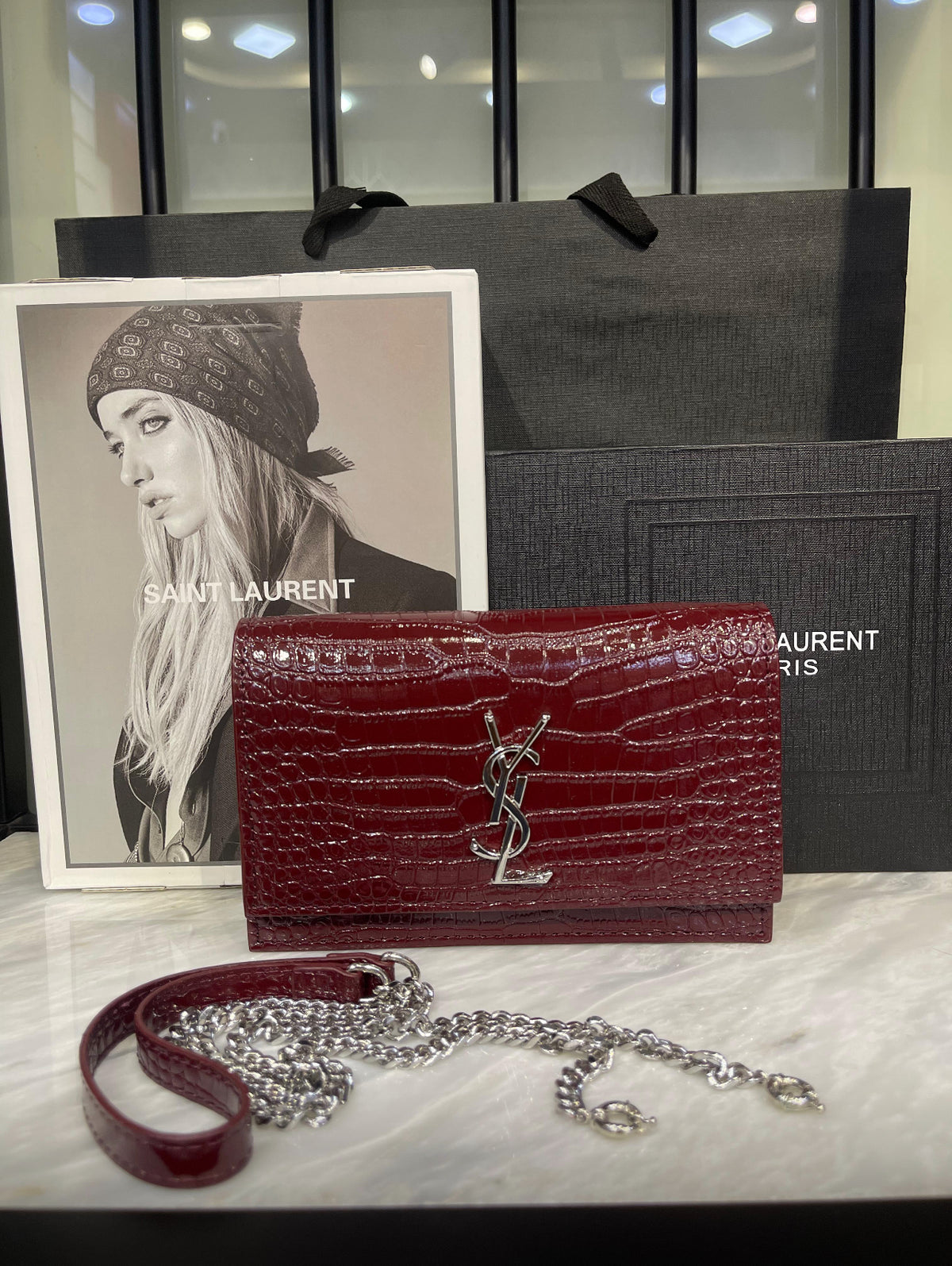 YSL New Kate Small Bag – Elegant Silver-Tone Charm
