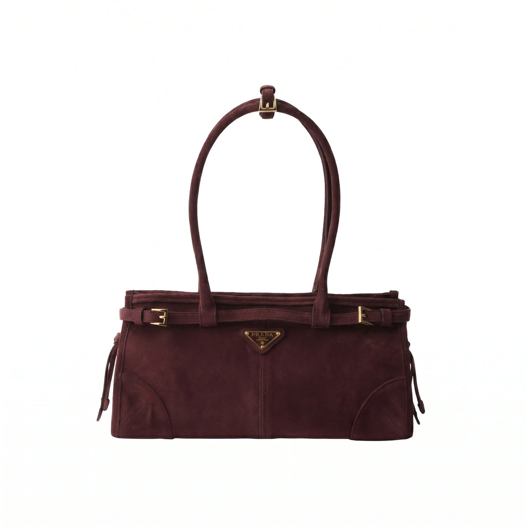 Prada-Inspired Bonnie Medium Suede Handbag