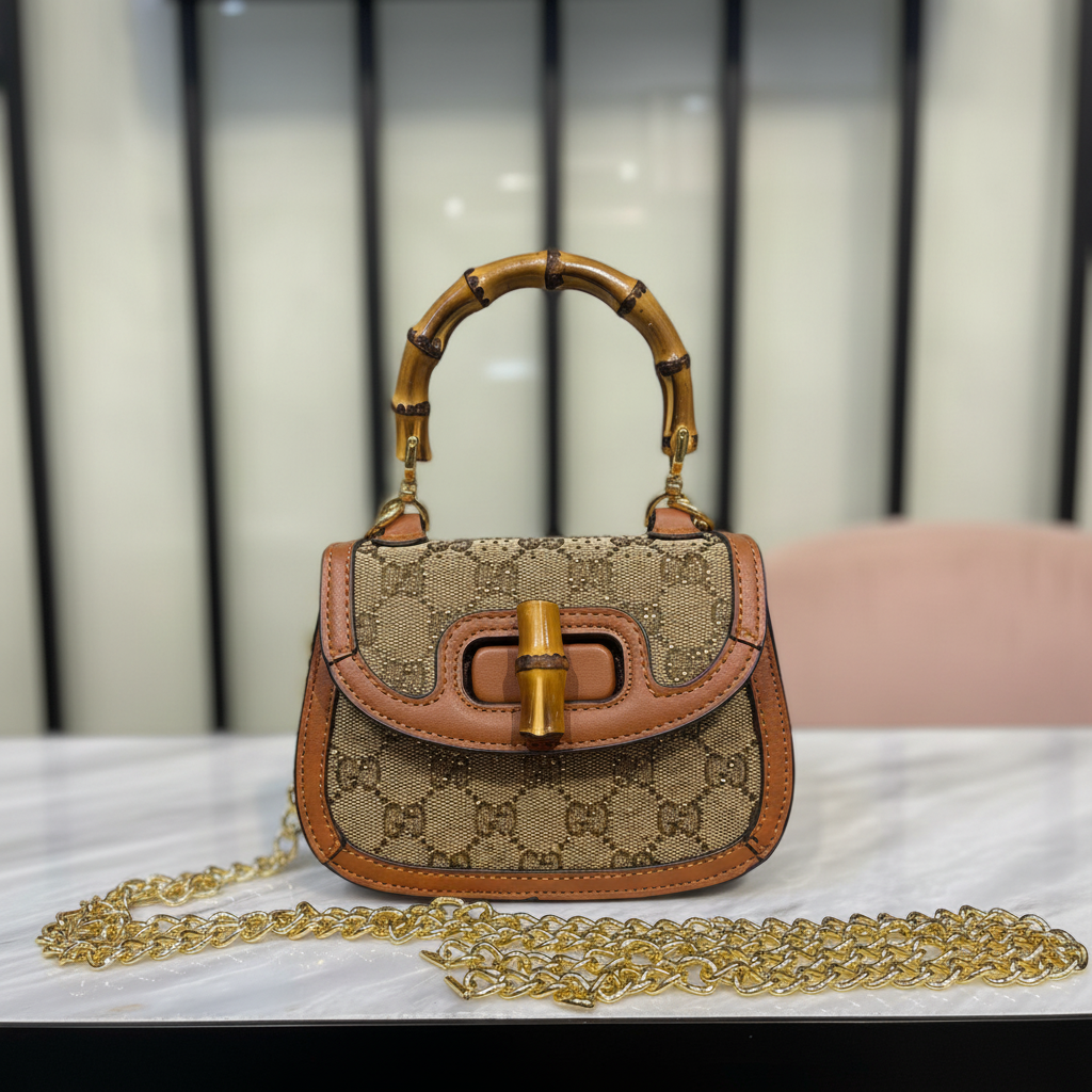 Gucci Bamboo 1947 Mini Bag on white marble surface