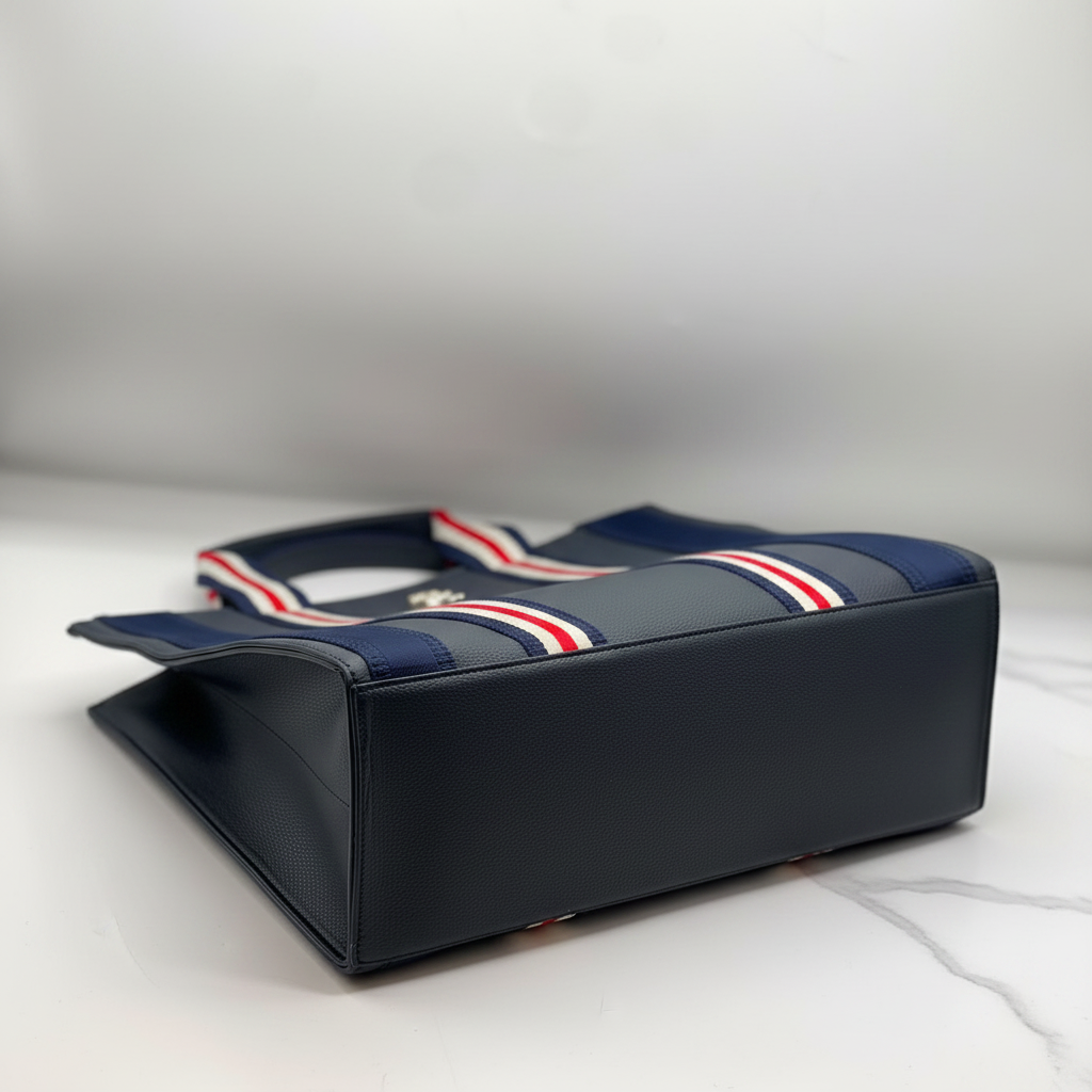 Tommy Hilfiger Tote bottom flat lay view on white marble